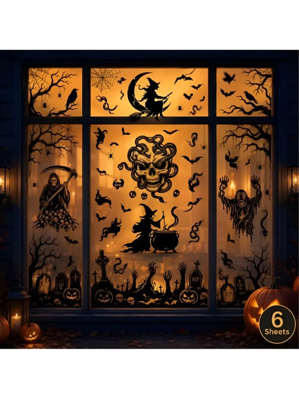 Halloween Window Clings, DIY Gothic Window Decorations for Home